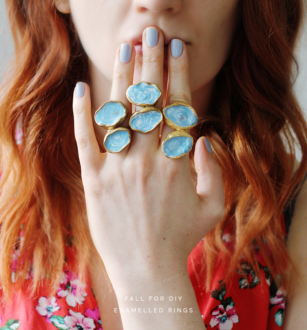 Faux enameled statement rings