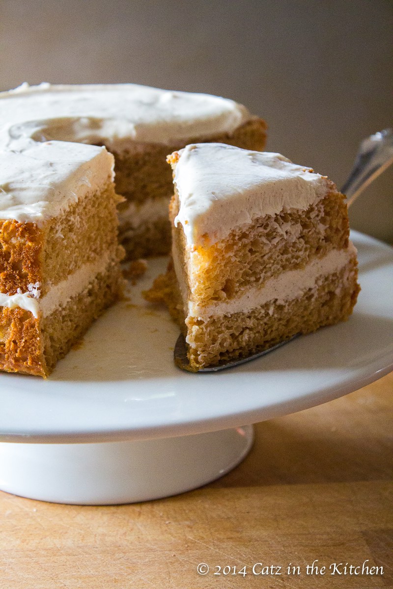 Pumpkin angel food cake with harvest cream cheese frosting