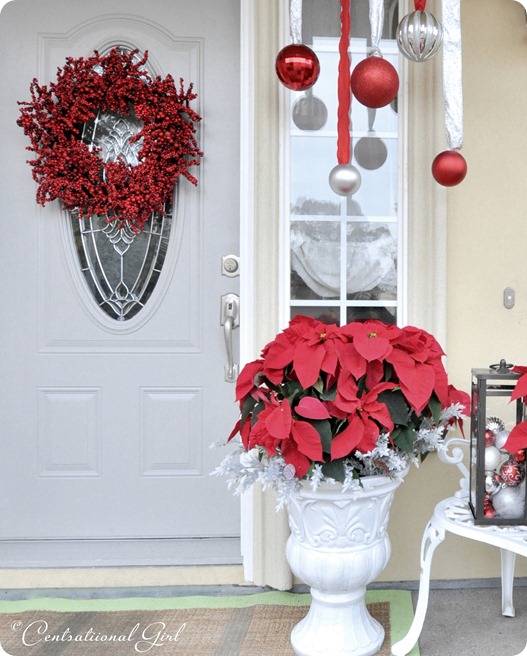 Diy christmas front porch with poinsettias