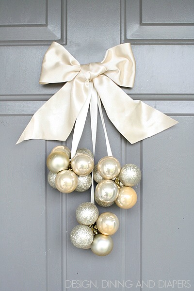 Diy ornament door decoration using dollar store ornaments only takes 30 minutes