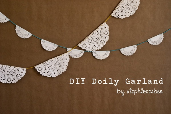 Diy lace doily garland