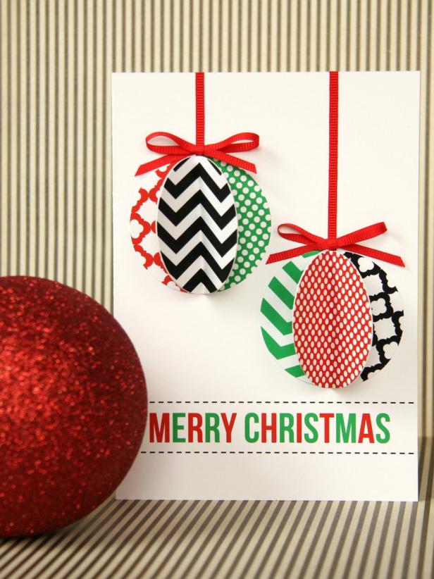Diy modern ornament holiday card