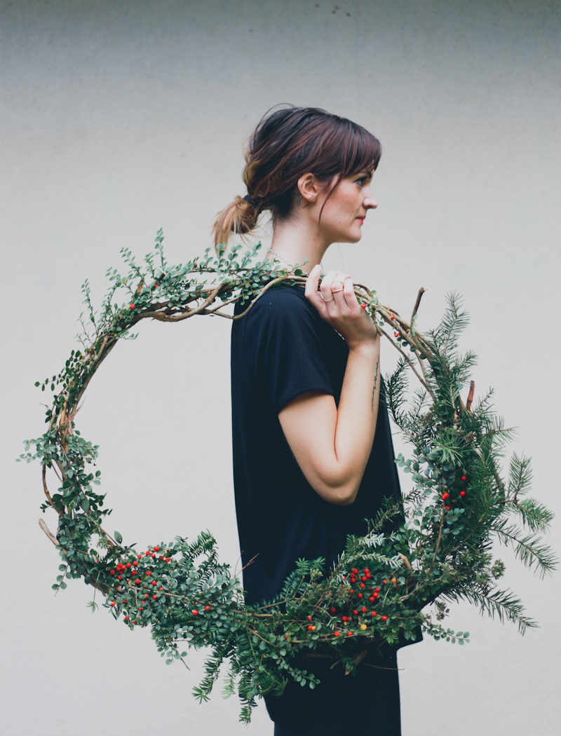Natural christmas wreath diy 1