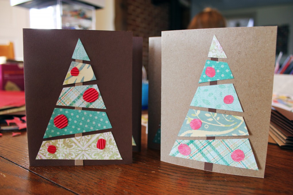 Diy paper christmas tree cards