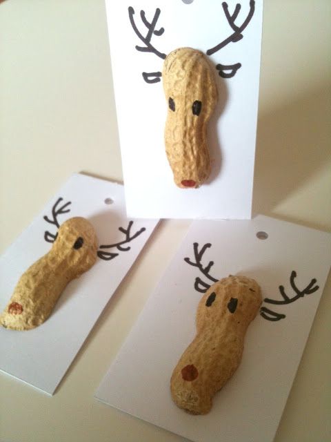 Diy peanut reindeer christmas card