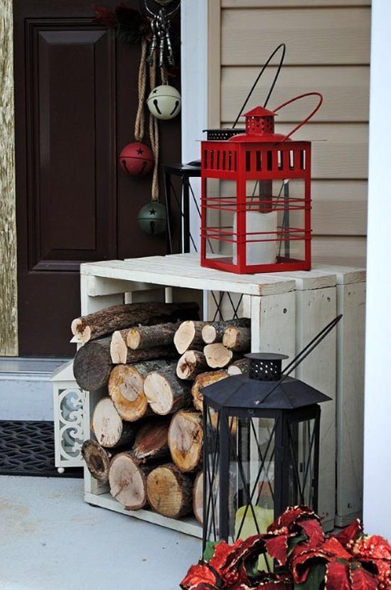 Porch decoration ideas with firewood diy
