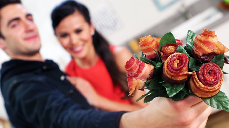 Bacon rose bouquet diy