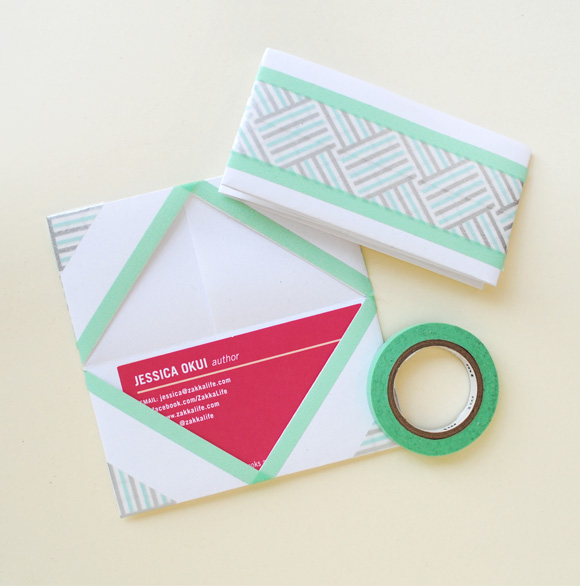 Business card holder with washi