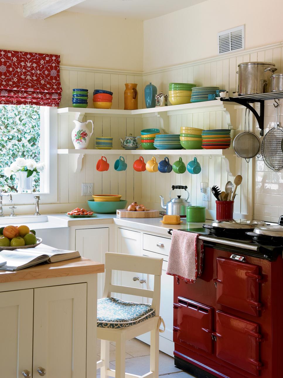 Colorful ceramic dishes kitchen