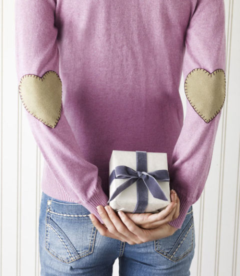 Diy heart shaped elbow patch sweater