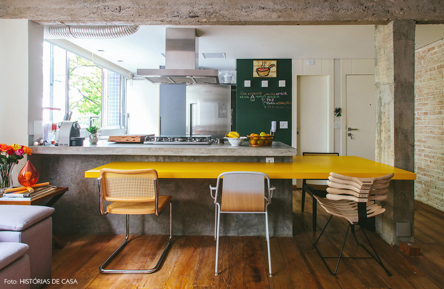 Forest green mustard yellow kitchen
