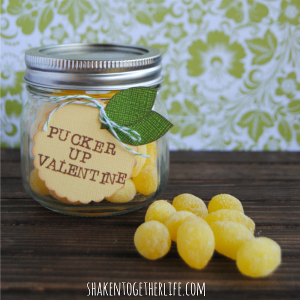 Pucker up valentine lemon drop mason jar gift