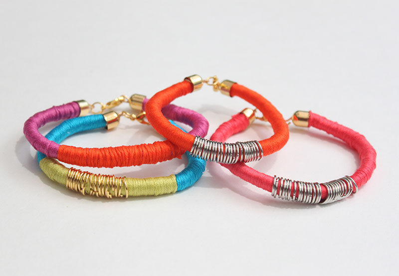 Thread wrapped rope bracelets