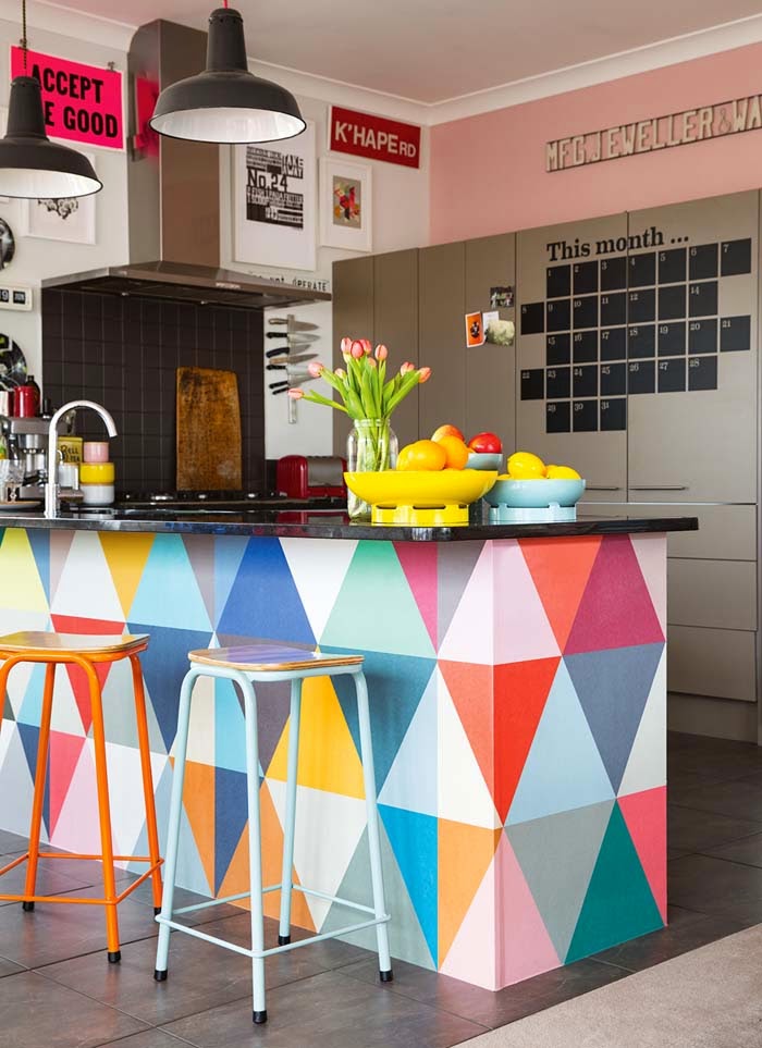 Triangle patterned kitchen island