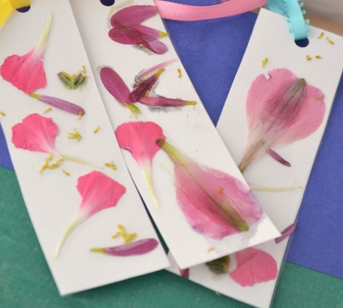 Pressed flower bookmarks