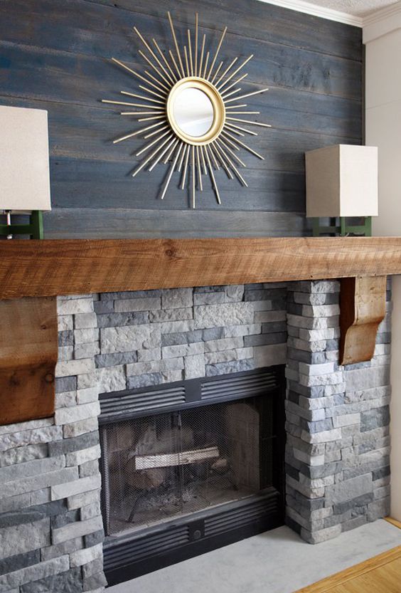Starburst fireplace decor makeover idea
