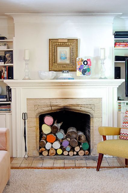 Unique and colorful fireplace design