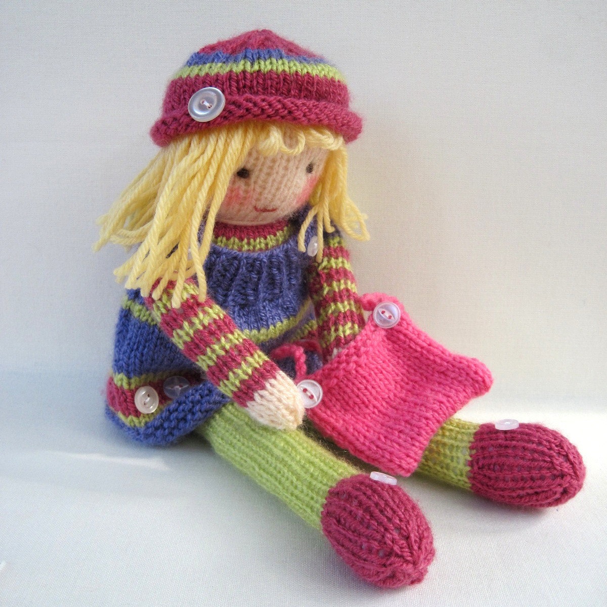 Betsy button knitted doll