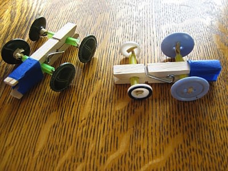 Clothespin button racers