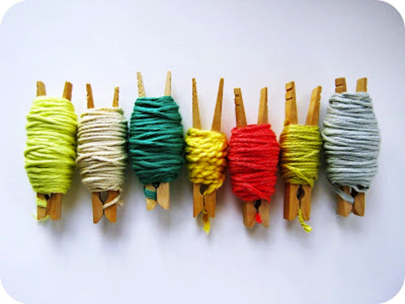 Clothespin yarn ends