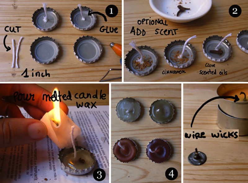 DIY bottle cap tea lights 15 Unique Tealight Candle Projects