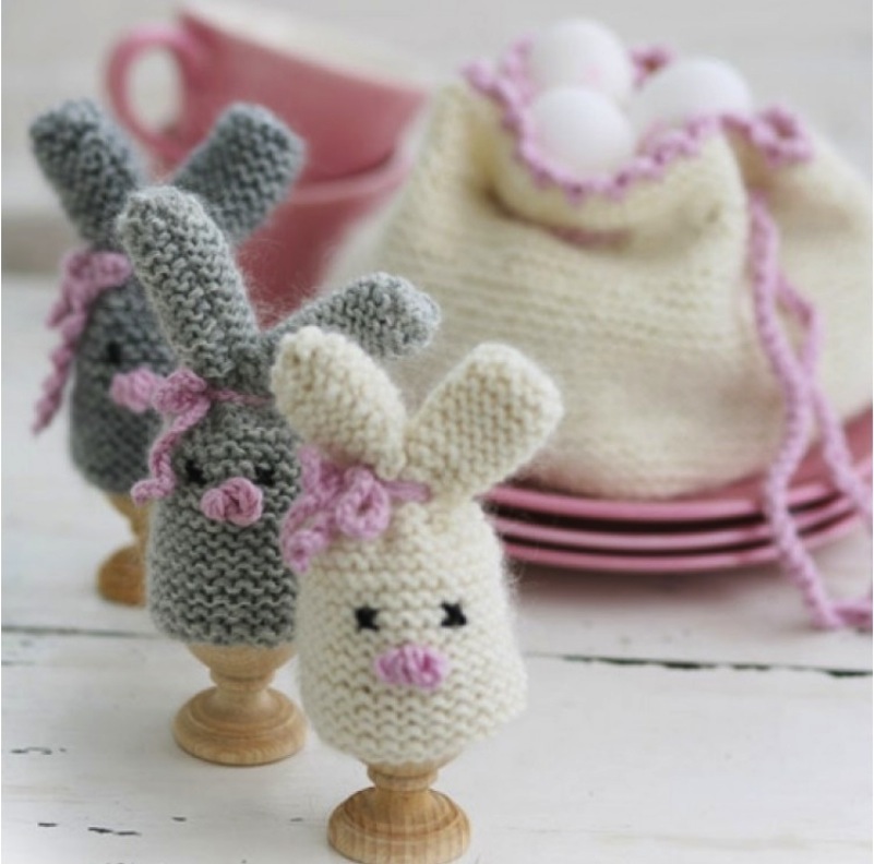 Easter bunny egg warmer with egg basket Crocheted Easter Egg Patterns