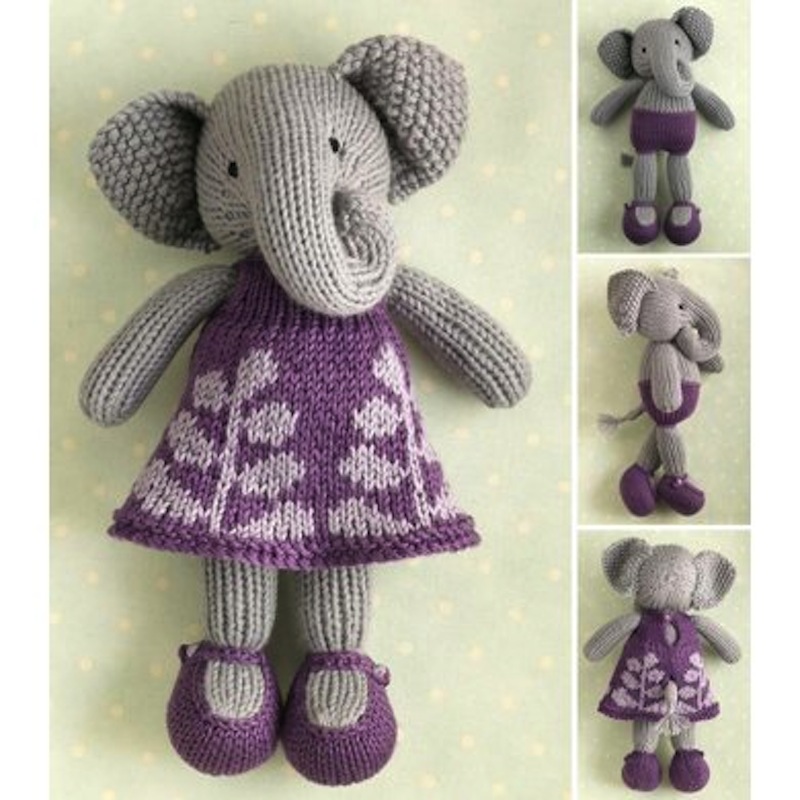 Girl elephant 15 Knitted Toys for Kids