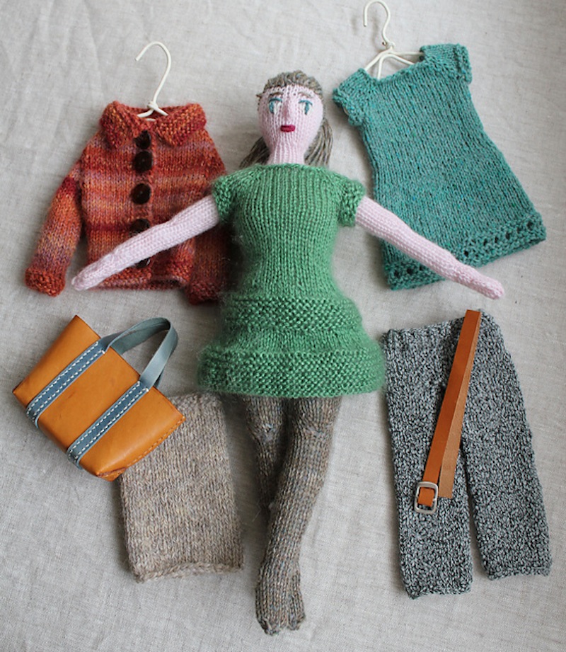 Knitted doll with clothing