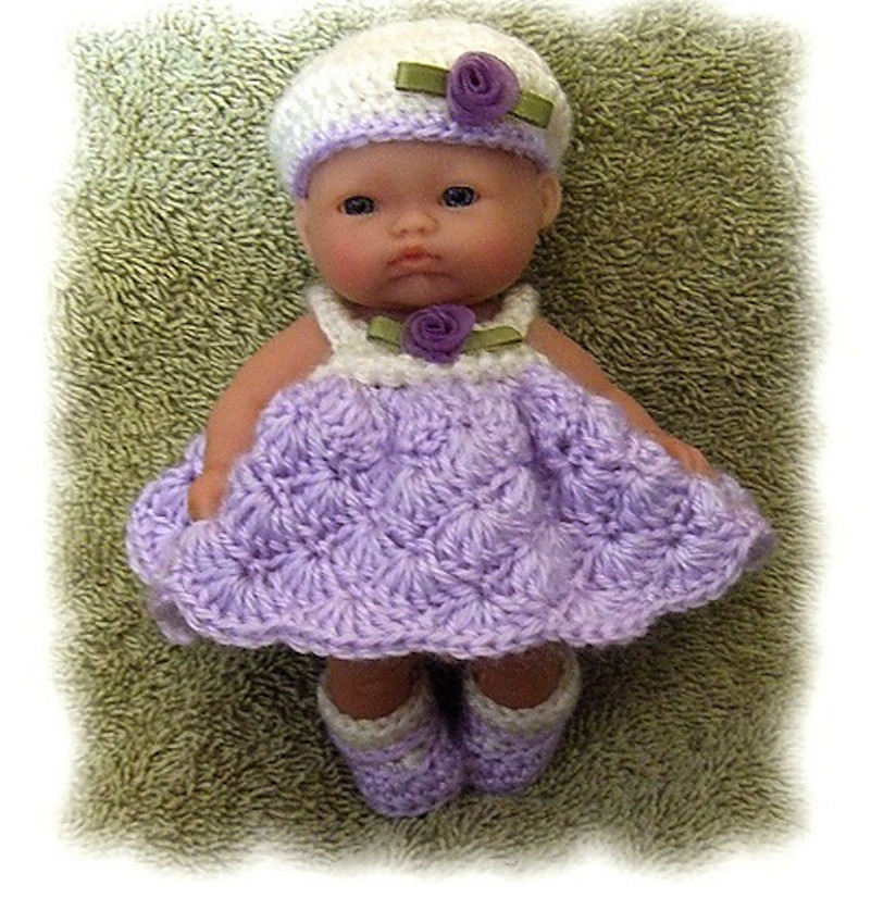 Lavender Rose dress 15 Adorable Crocheted Doll Clothing Patterns