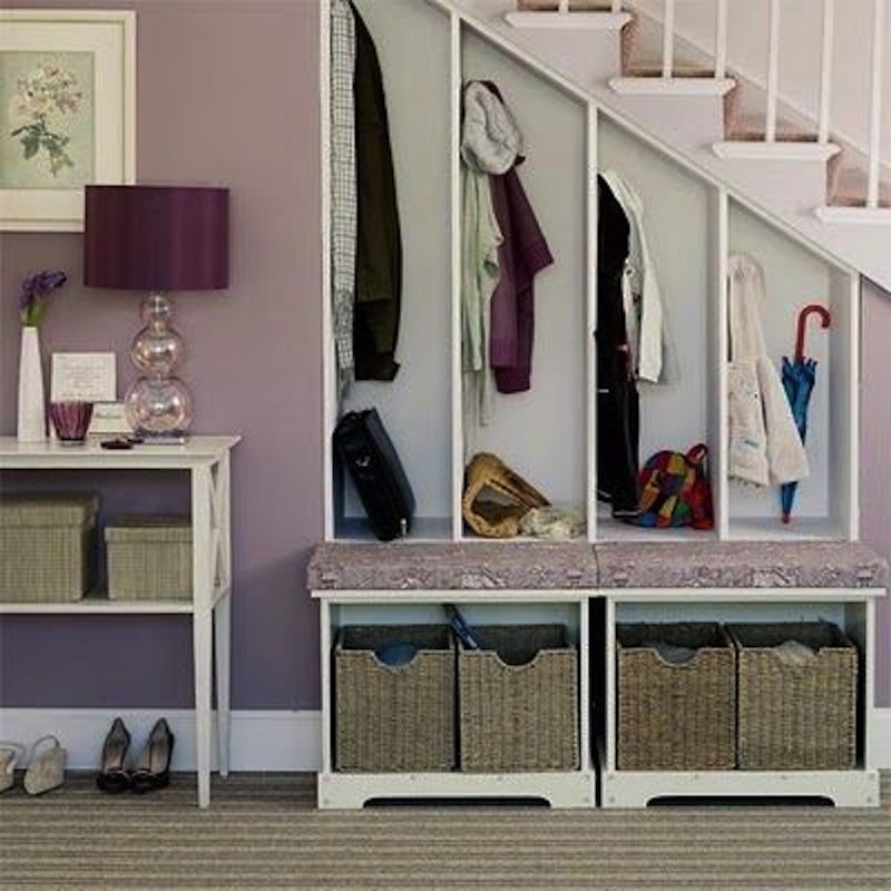 Mudroom under the stairs