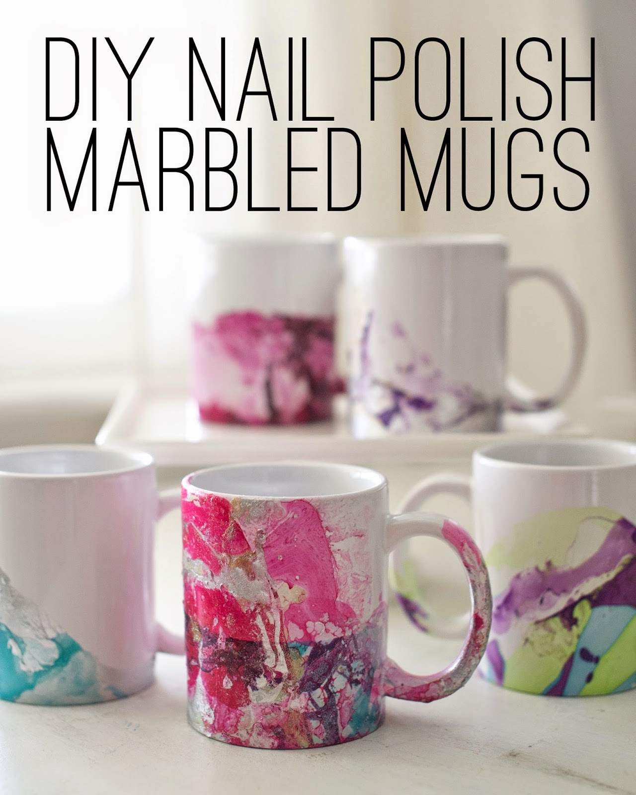 Nail polish marbled mugs