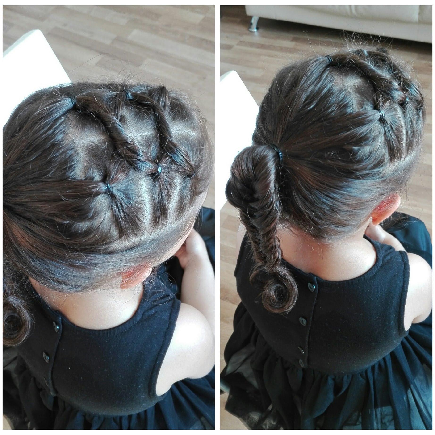 Netted top with fishtail ponytail toddler hairstyle
