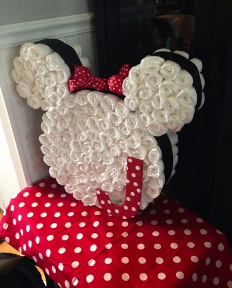 Rolled diaper minnie mouse