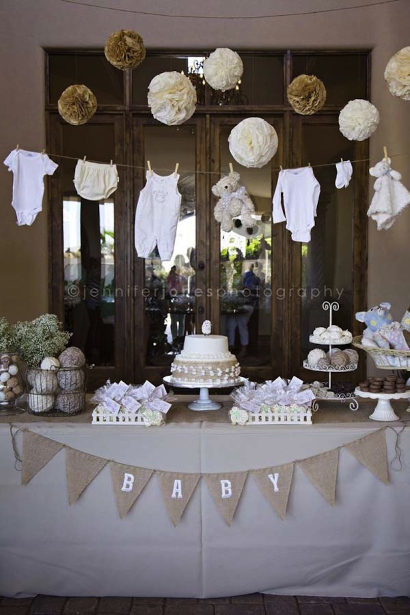 Rustic and burlap baby tablescape