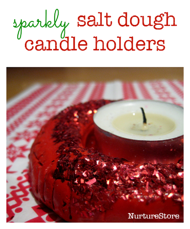 Sparkly salt dough candleholders