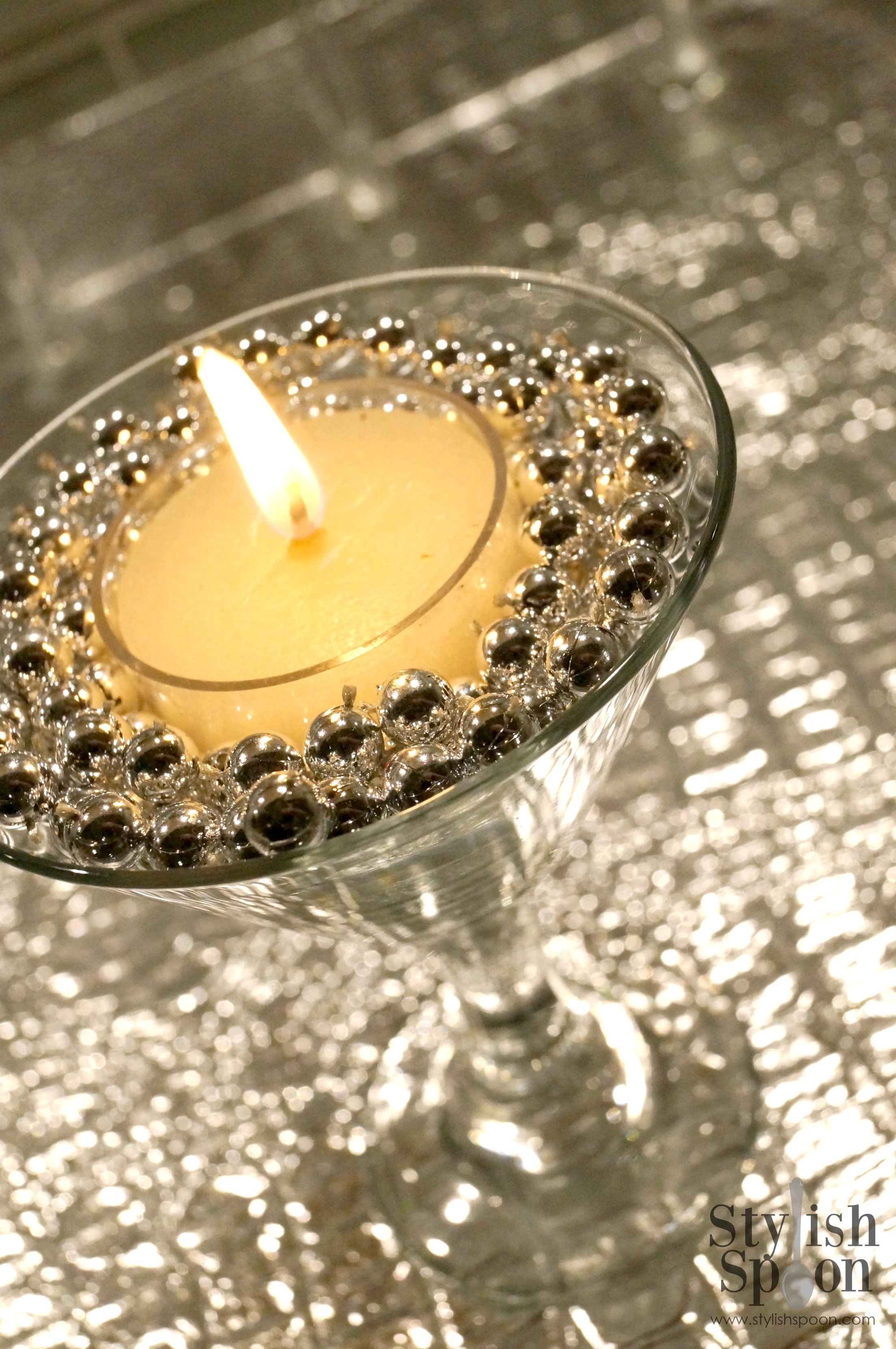 Tea light and marble martini glass