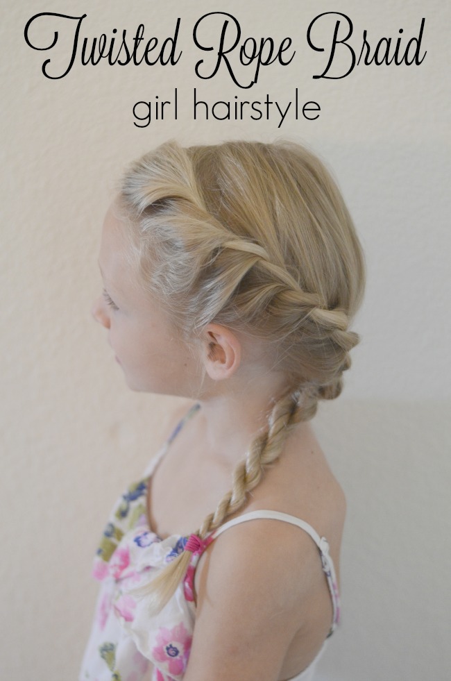 Twisted rope braid girl hairstyle