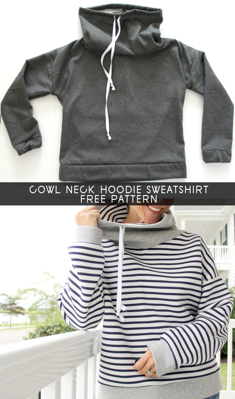 Cowl neck hoodie sweatshirt