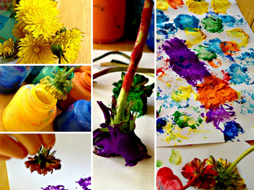 Diy dandelion paintbrush art