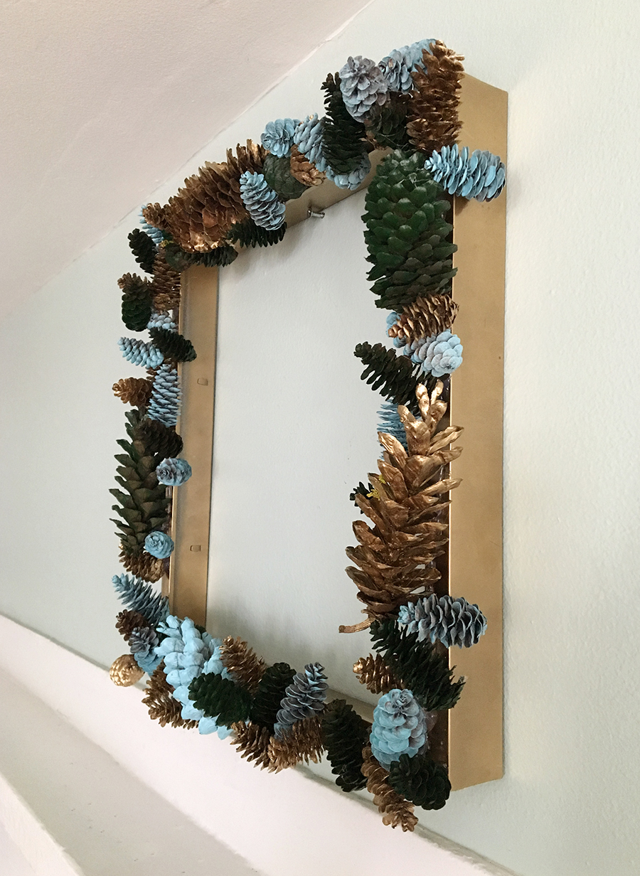 DIY Pinecone Wreath 3 DIY Colorful Square Pinecone Wreath