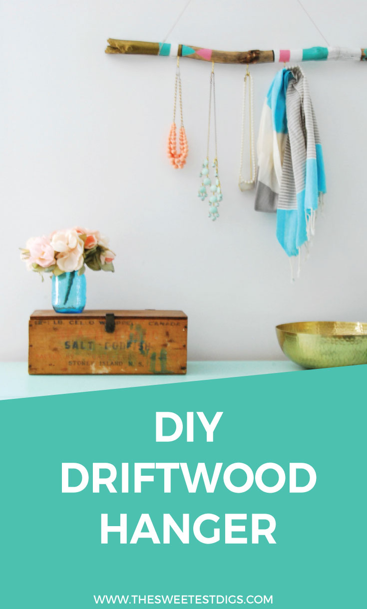 Diy driftwood jewelry hanger