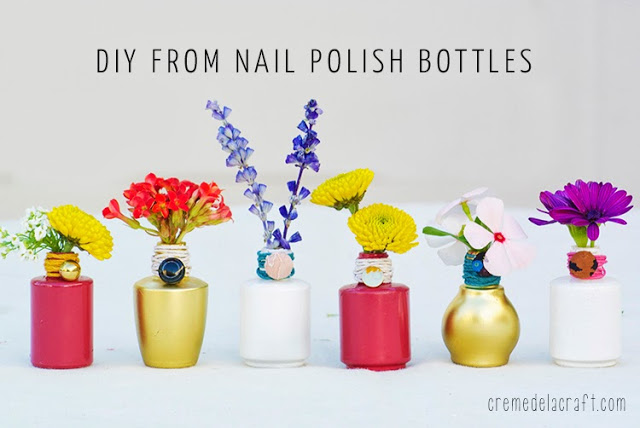 Diy flower bud vases nail polish bottles