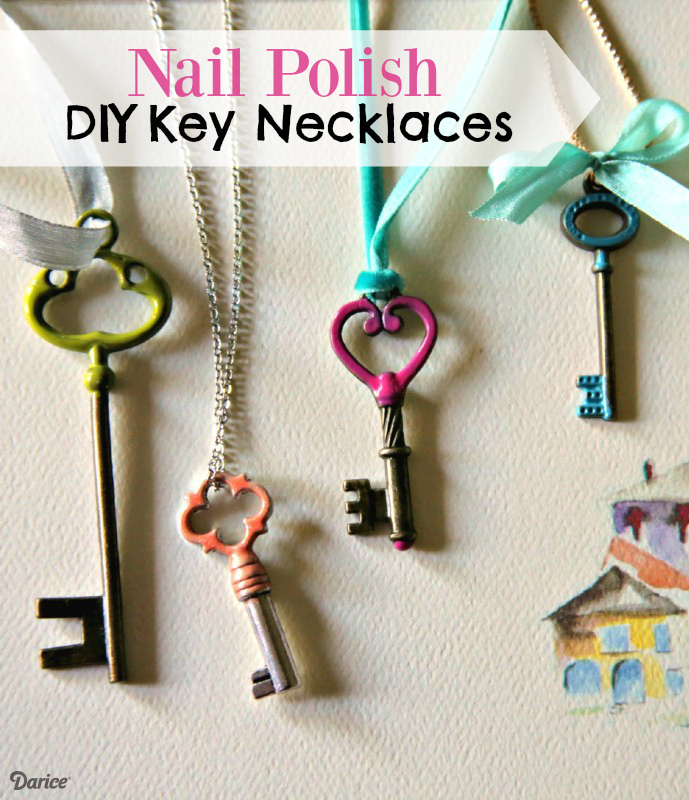 Diy key necklace using nail polish