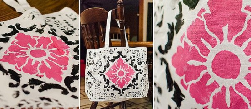 Floral stencilled tote bag Fabric Stenciling Projects