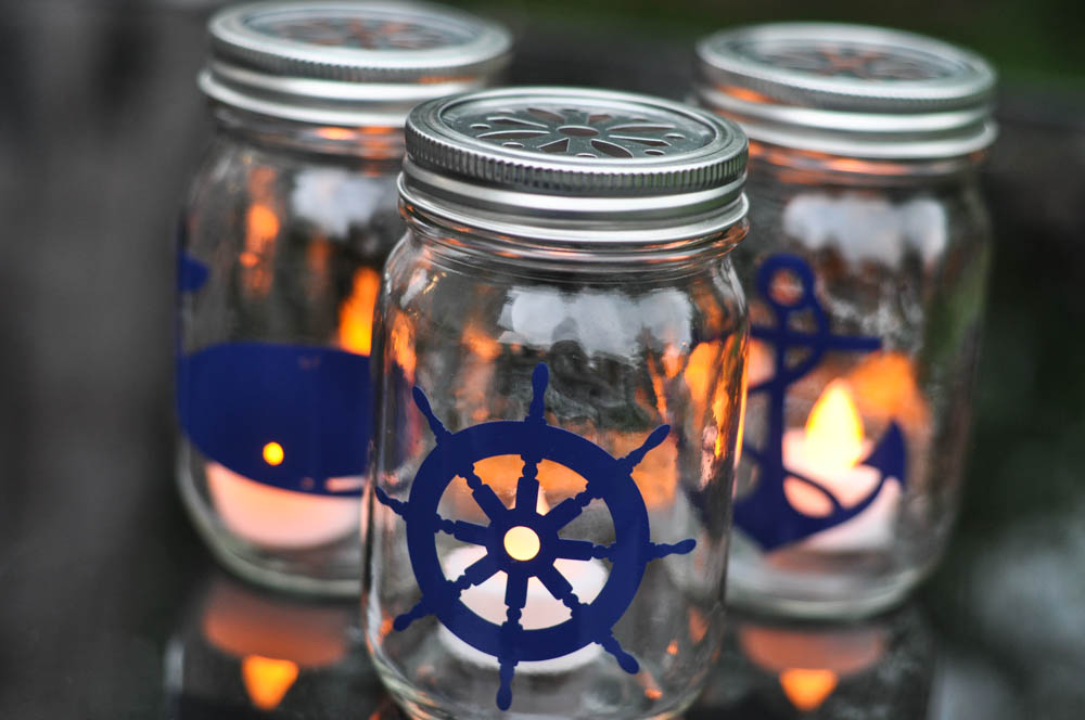 Nautical mason jar lanterns diy