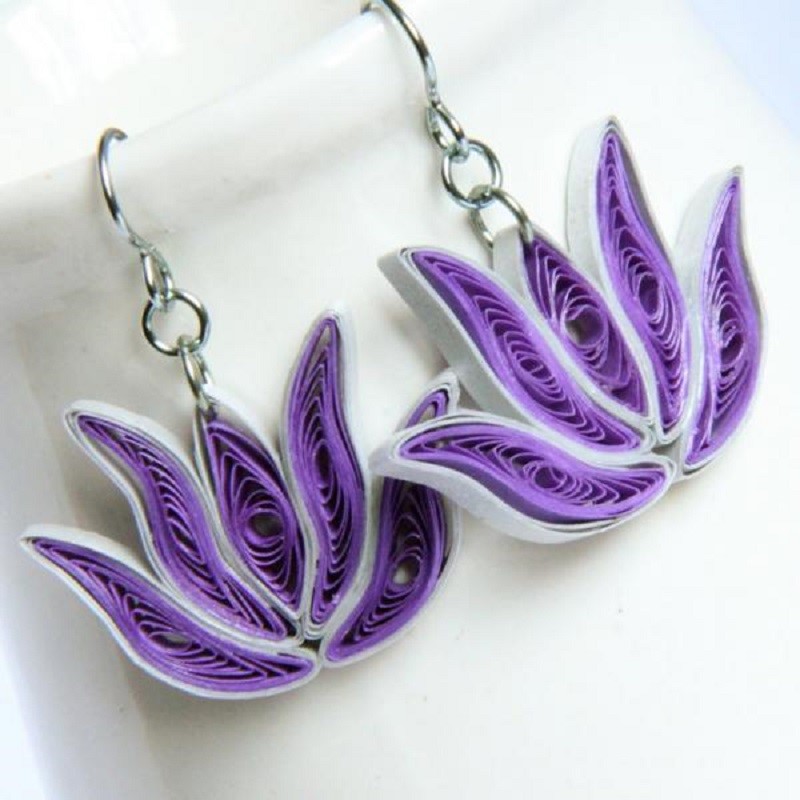 Paper quilled lotus earrings Stunning Paper Quilling Projects