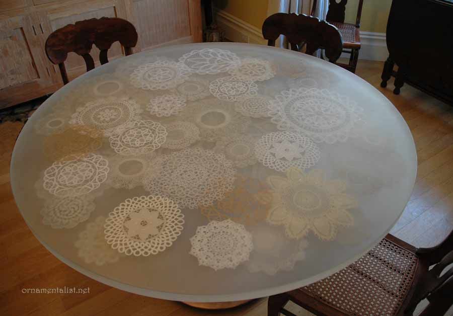 Simple lace doily tabletop