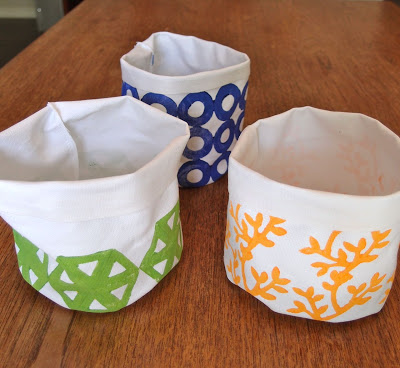 Diy block print canvas containers