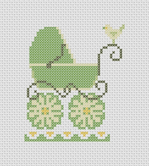 Baby carriage and birdie pattern