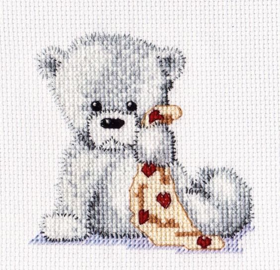 Bear and blankie pattern 15 Free Cross Stitching Patterns for Babies